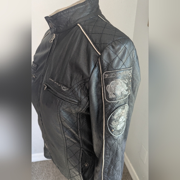 Vintage Ed Hardy Leather Skull Live To Ride Motorcycle Jacket - Picture 10 of 16